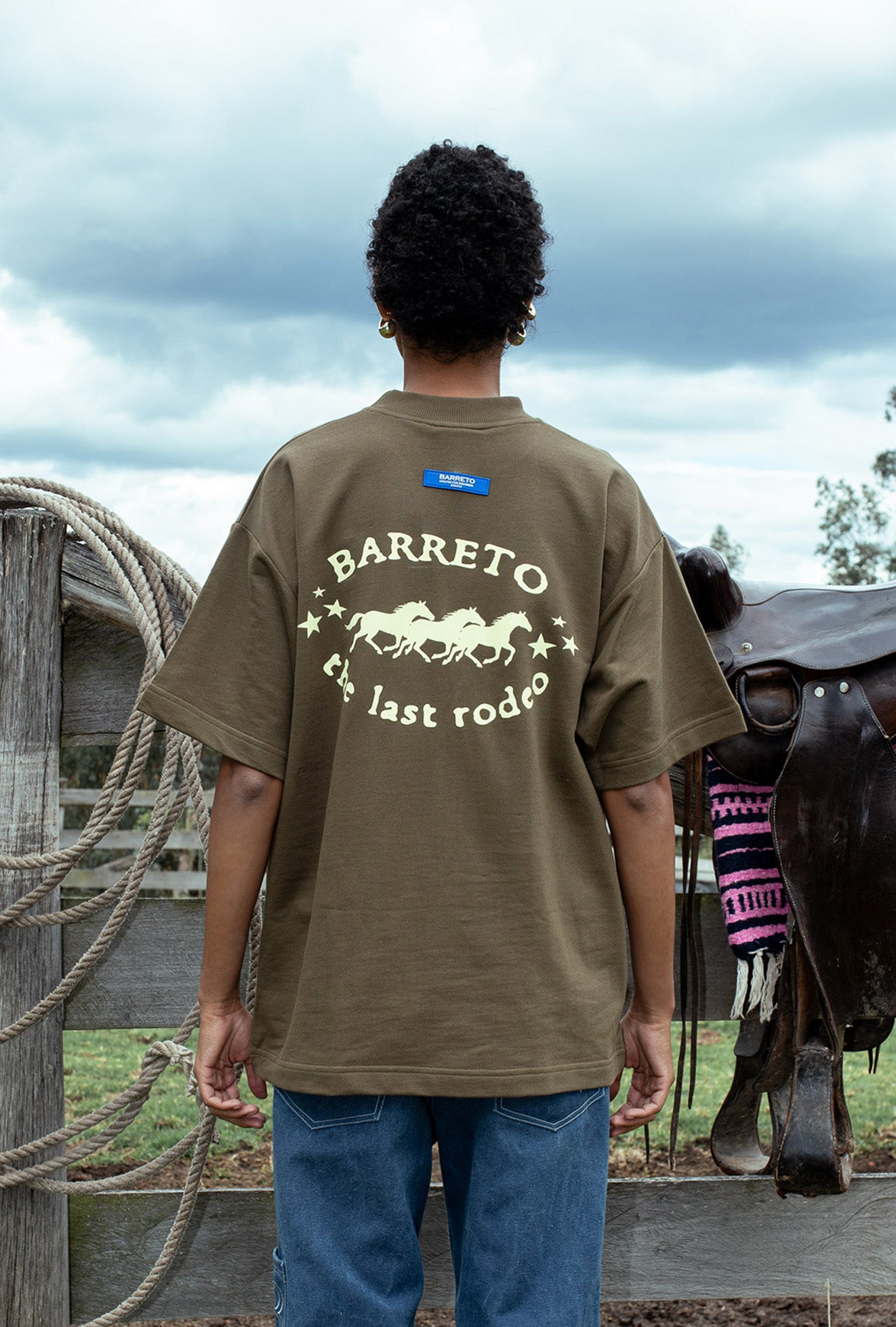 PREMIUM Tshirt Green Yellow Horse